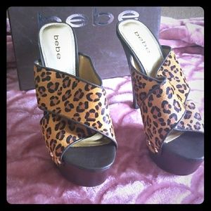 Bebe leopard platform heels